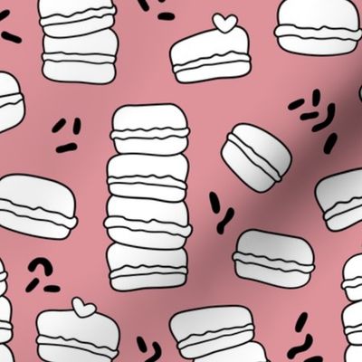 Cool trendy candy macaron macaroon design memphis style black and white pink