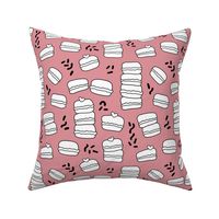 Cool trendy candy macaron macaroon design memphis style black and white pink