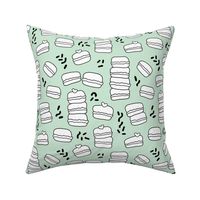 Cool trendy candy macaron macaroon design memphis style black and white mint