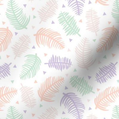 Tropical summer palm leaves geometric triangles and sweet pastels 