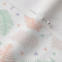 Tropical summer palm leaves geometric triangles and sweet pastels 