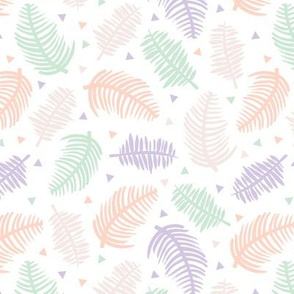 Tropical summer palm leaves geometric triangles and sweet pastels 