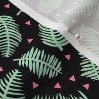 Tropical summer palm leaves geometric triangles green pink