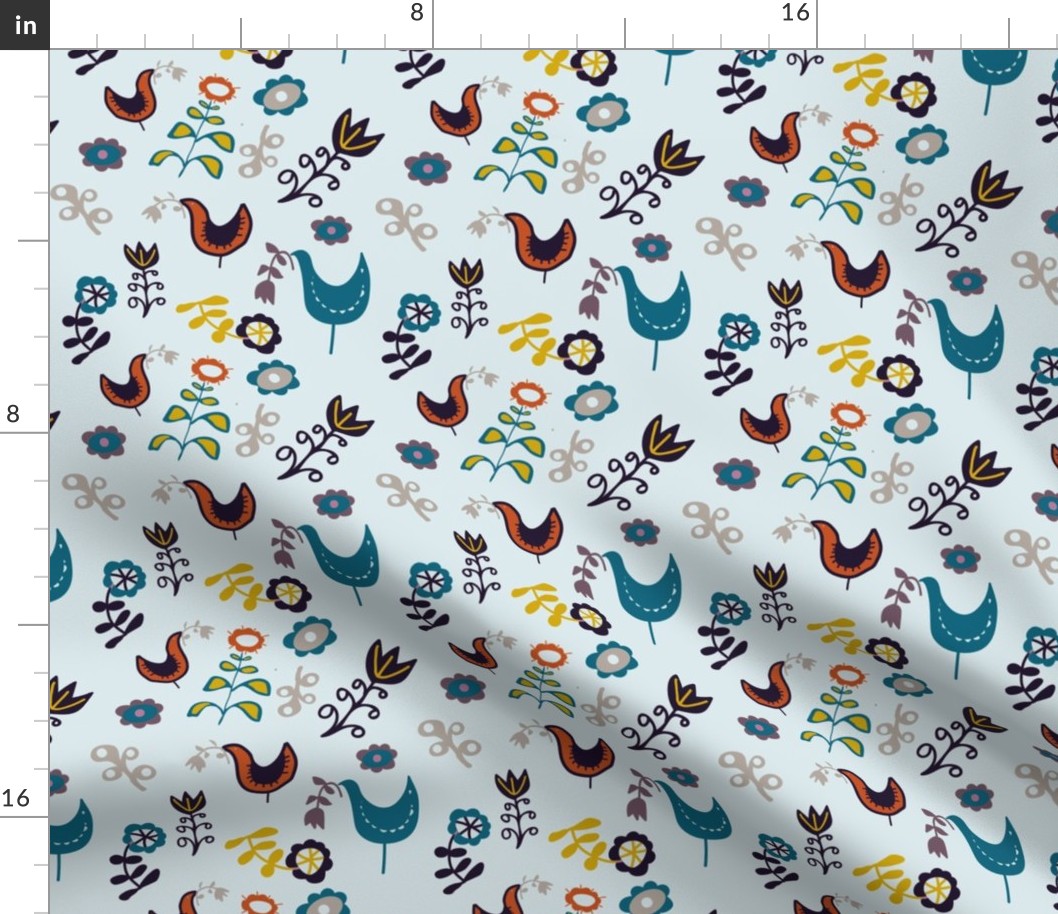 Folklore Roostery Fabric | Spoonflower