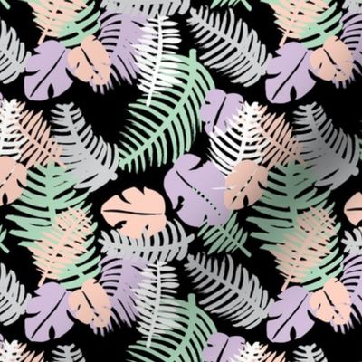 Tropical summer  monstera  leaf geometric pastel beach print black lush green