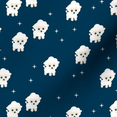 Counting sheep stars and night dream theme for little baby boys and girls blue