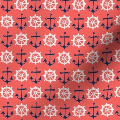 Anchors Away - Nautical Red & Blue 