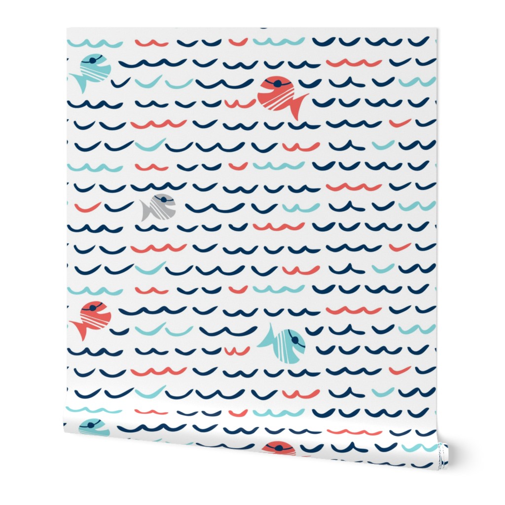 Choppy Waters - Nautical Fish & Waves