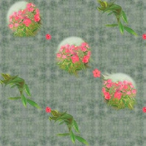 10x8-Inch Mirrored Repeat of Diamonds of Rolling Phlox And Leaves From Oil Painting