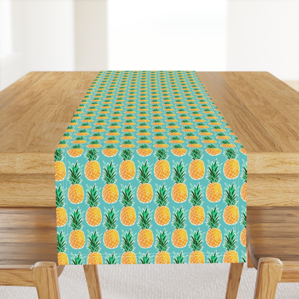 Tropical Pineapple - Turquoise Geometric Fruit