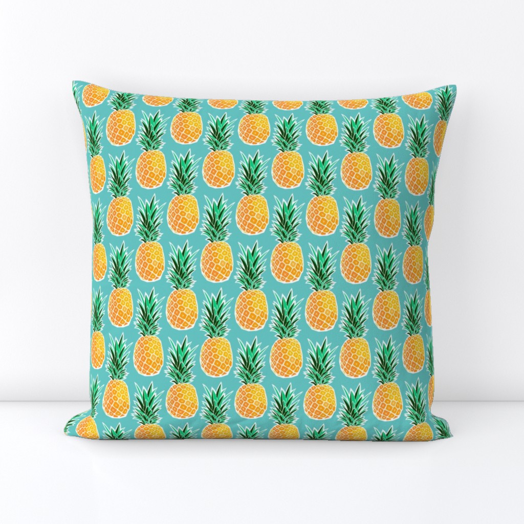 Tropical Pineapple - Turquoise Geometric Fruit