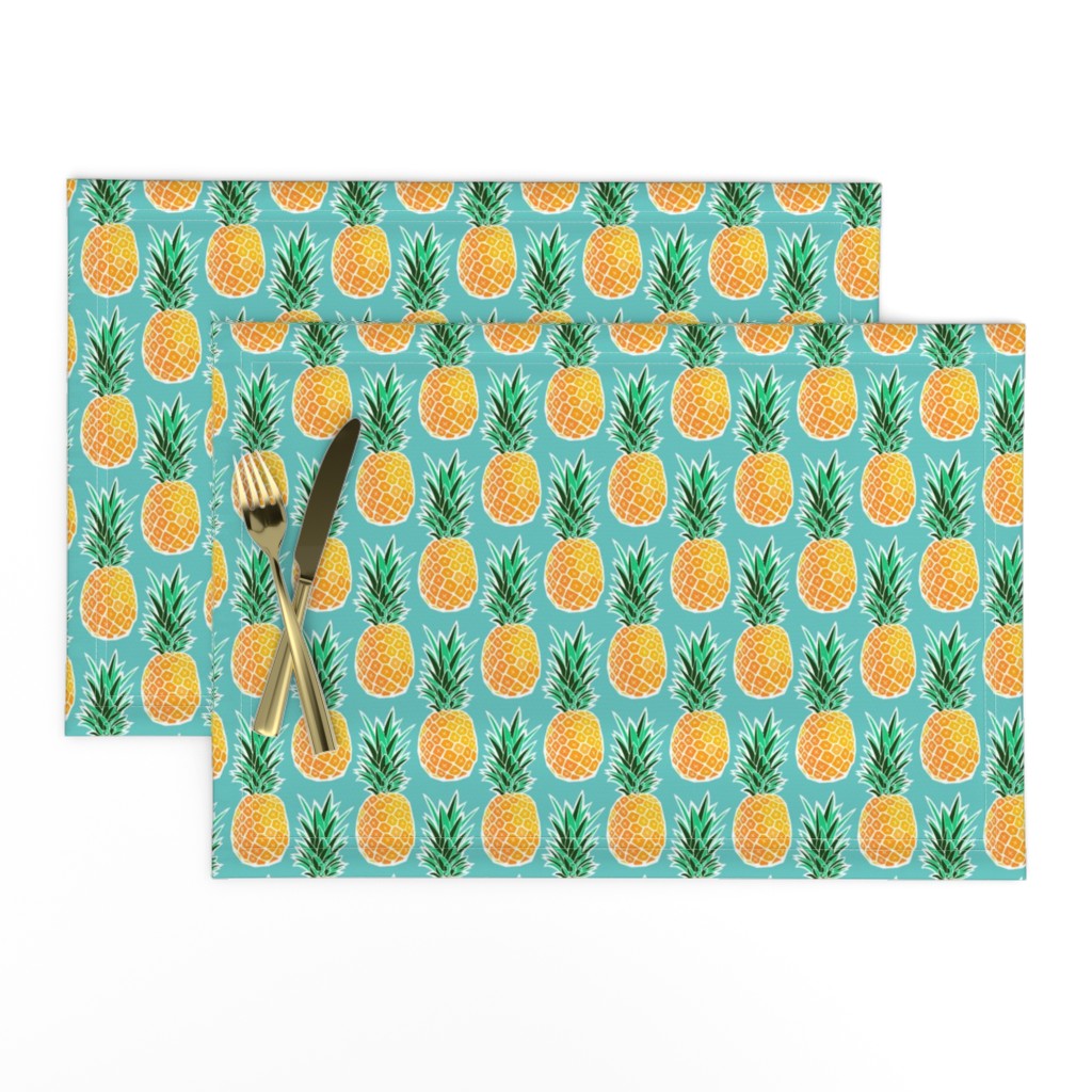 Tropical Pineapple - Turquoise Geometric Fruit