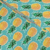 Tropical Pineapple - Turquoise Geometric Fruit