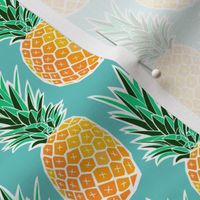 Tropical Pineapple - Turquoise Geometric Fruit