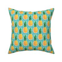 Tropical Pineapple - Turquoise Geometric Fruit