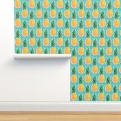 Tropical Pineapple - Turquoise Geometric Fruit