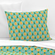 Tropical Pineapple - Turquoise Geometric Fruit