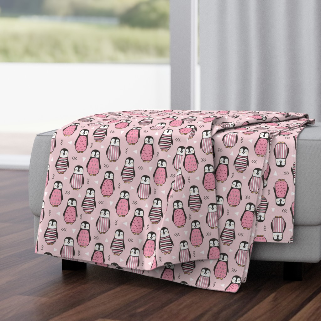 Penguins with Geometric and Triangles Pink