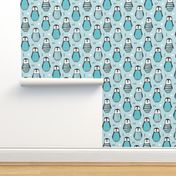 Penguins with Sweater Geometric  and Triangles in Aqua Blue