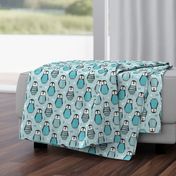 Penguins with Sweater Geometric  and Triangles in Aqua Blue