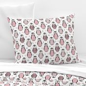 Penguins with Sweater Geometric  and Triangles Pink on White