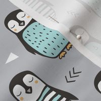 Penguins with Sweater Geometric  and Triangles Grey