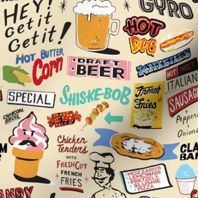 Coney Island Food Signs - Beige