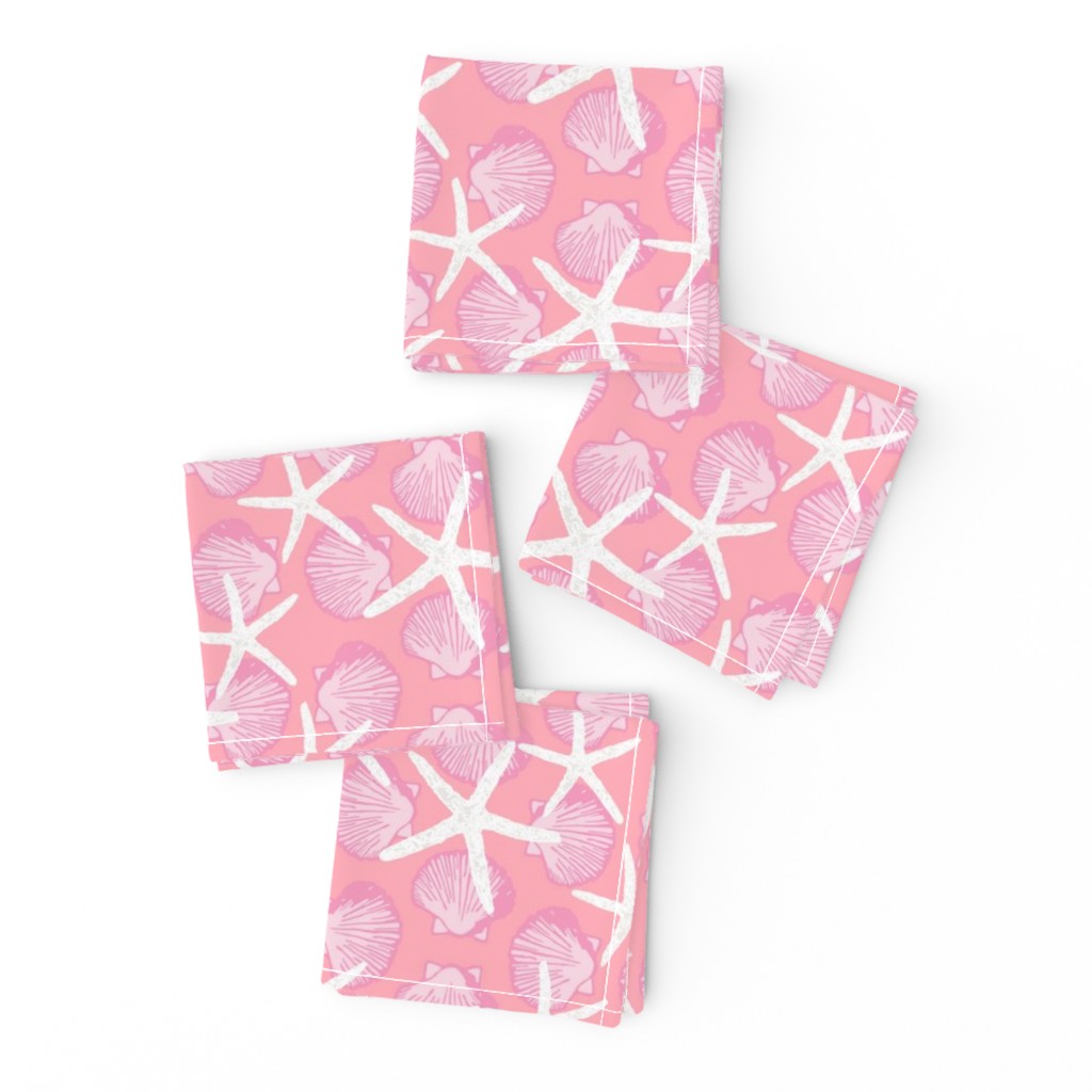 Scallop Shells & Starfish in Pink, Coral, and White