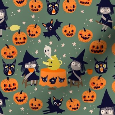 witch fabric green