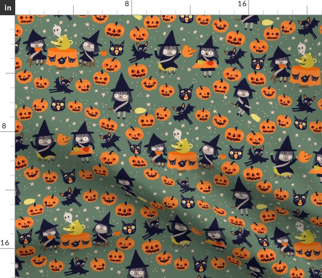 witch fabric green