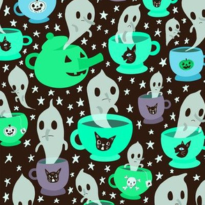 Tea cup ghosts in blues