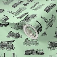 Antique Steam Engines on Green // Small 