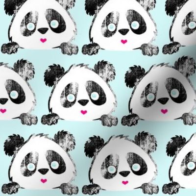 Panda Love Grunge on Aqua