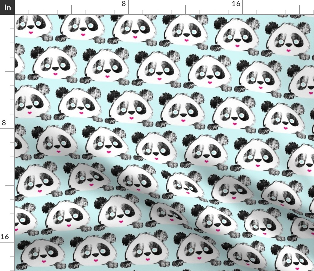 Panda Love Grunge on Aqua