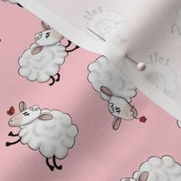 Ditsy Sheep Scatter - Pink