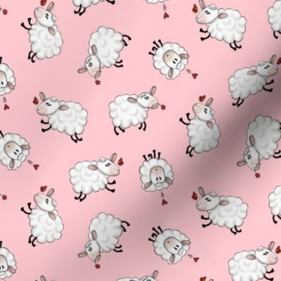 Ditsy Sheep Scatter - Pink