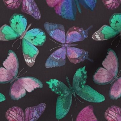 Rustic Butterfly - Charcoal, Purple, Jade