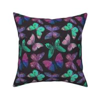 Rustic Butterfly - Charcoal, Purple, Jade