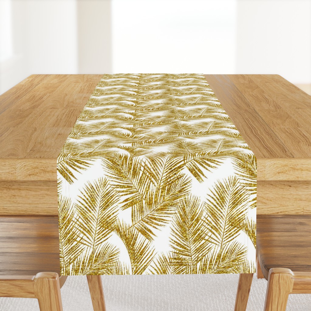 gold glitter palm leaves - white, small.     silhuettes faux gold imitation tropical forest white background hot summer palm plant leaves shimmering metal effect texture fabric wallpaper giftwrap