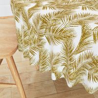 gold glitter palm leaves - white, small.     silhuettes faux gold imitation tropical forest white background hot summer palm plant leaves shimmering metal effect texture fabric wallpaper giftwrap