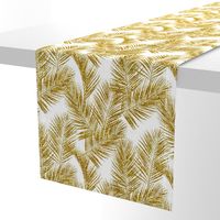 gold glitter palm leaves - white, small.     silhuettes faux gold imitation tropical forest white background hot summer palm plant leaves shimmering metal effect texture fabric wallpaper giftwrap