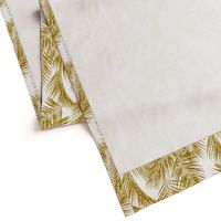 gold glitter palm leaves - white, small.     silhuettes faux gold imitation tropical forest white background hot summer palm plant leaves shimmering metal effect texture fabric wallpaper giftwrap