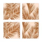 Copper Glitter Palm Leaves / Peach / Extra Large Scale