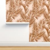 Copper Glitter Palm Leaves / Peach / Extra Large Scale