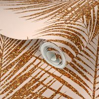 Copper Glitter Palm Leaves / Peach / Extra Large Scale