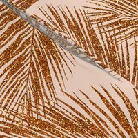 Copper Glitter Palm Leaves / Peach / Extra Large Scale