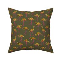 gold glitter flamingos with pink legs - light olive