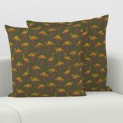 gold glitter flamingos with pink legs - light olive
