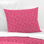 Bright Pink and White Floral Paisley, Fun and Colorful, White Tulip Flowers (large scale)