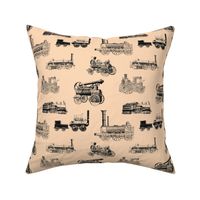 Antique Steam Engines on Peach // Large 